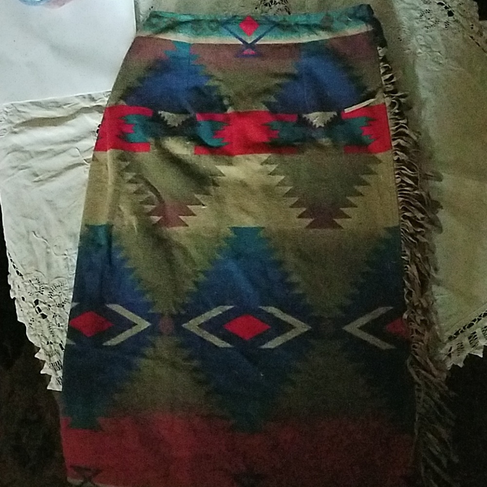 Woolrich Long Navaho Wrap Skirt with fringe